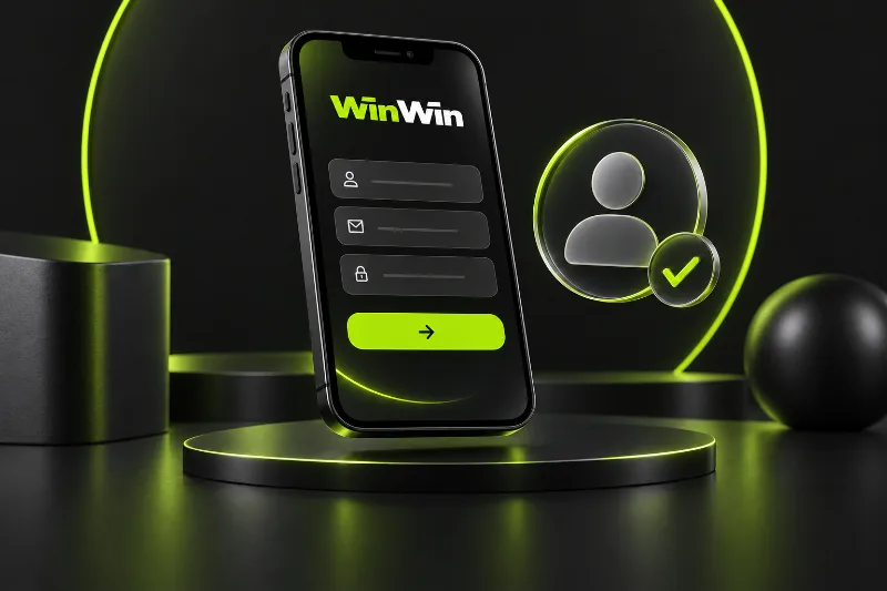 WinWin registration fields and account confirmation graphic